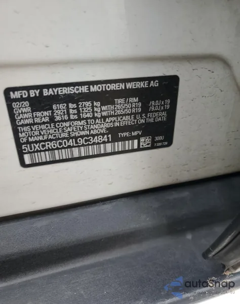 2020 BMW X5 xDrive40I from USA, damaged, VIN 5UXCR6C04L9C34841